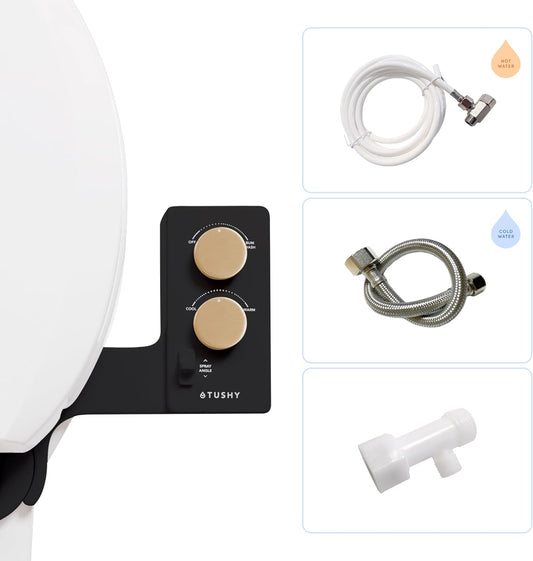 TUSHY 3.0 Spa Cool to Warm Water Bidet Attachment. Easy Universal Toilet Seat Install, Requires