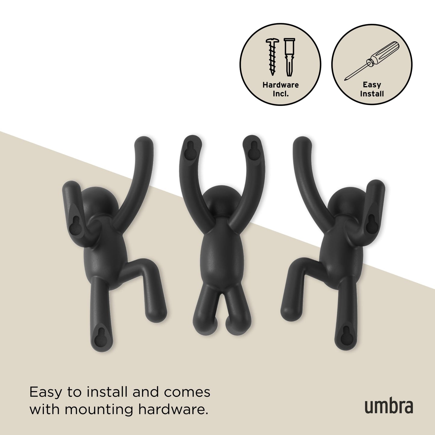 Umbra Buddy Wall Hooks – Decorative Wall Mounted Coat Hooks for Hanging Coats, Scarves, Bags