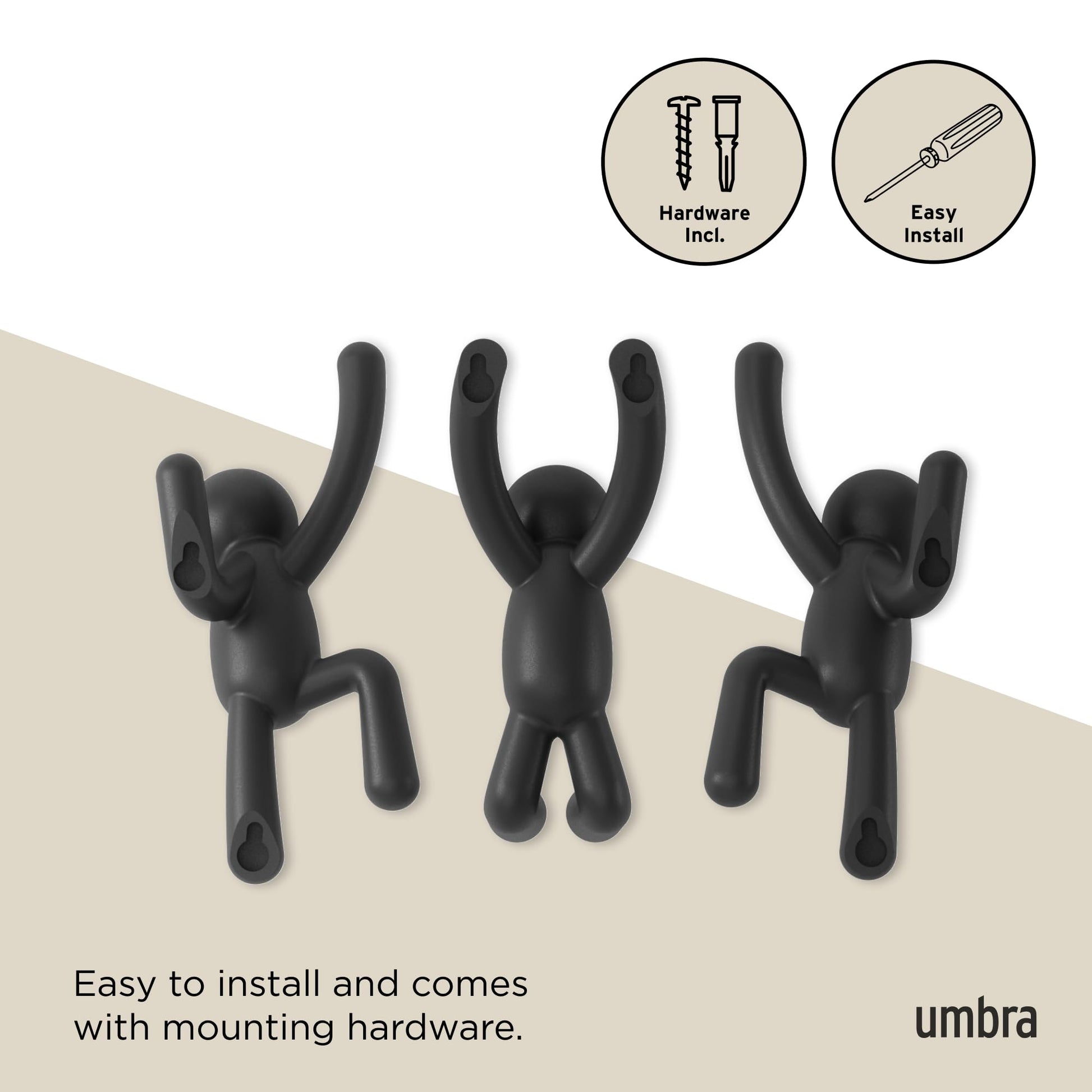 Umbra Buddy Wall Hooks – Decorative Wall Mounted Coat Hooks for Hanging Coats, Scarves, Bags
