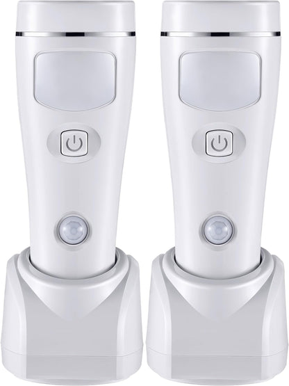 Enhon 4 in 1 LED Emergency Lights for Home Power Failure, 2 Pack Rechargeable Plug in Flashlight Motion Sensor Night Light, Automatic Turn On Power Outage Light for Home Hurricane Supplies(White)