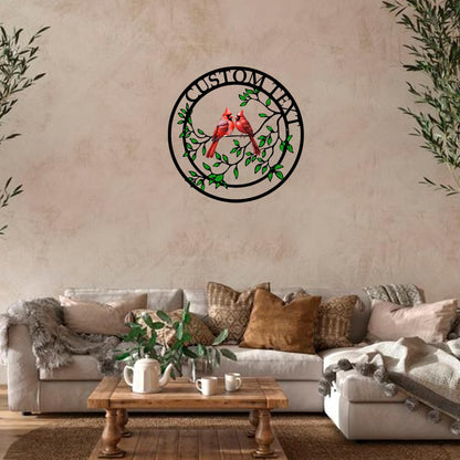 Personalized Name Garden Cardinal Metal Signs, Custom Family Name Outdoor Indoor Wall Decorations, Wall Art for Mom Sister Grandma Dad, Housewarming Gift Birthday Retirement