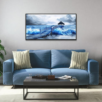 ZUITINGHUA Black Framed Canvas Wall Art For Living Room Wall Decor For Bedroom Office Wall Decoration Ocean Landscape Paintings Black And White Pictures Artwork Room Aesthetic Home Decor 20x40 In