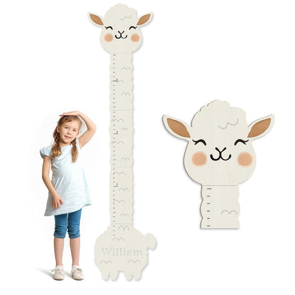 Personalized Name Height Chart for Kids, Alpaca Wood Growth Chart, Height Measuring for Children, Boy Girls Height Wall Chart Growth Measuring Ruler for Nursery Decor, Lightweight