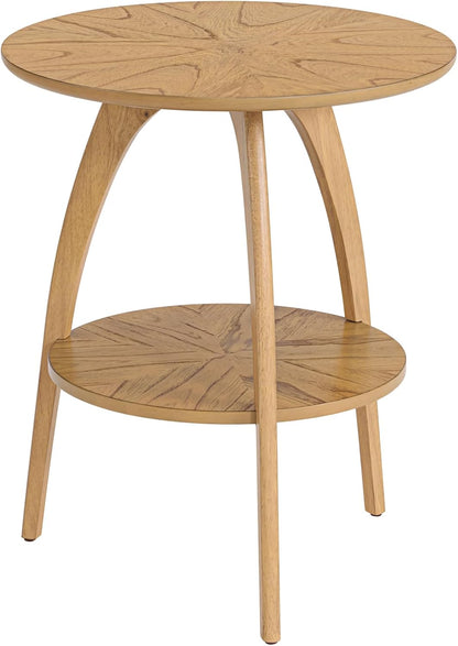 Martin Svensson Home LAX 20" Round End/Side Table with Storage, Light Oak