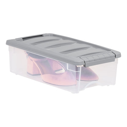 Amazon Basics Plastic Storage Containers with Secure Latching Lids, Stackable Organization Bins
