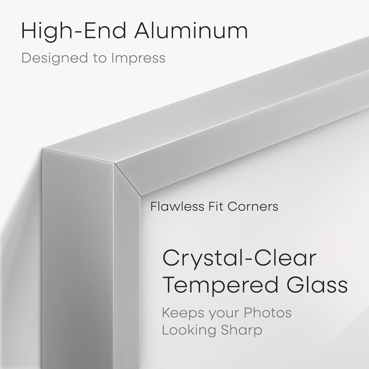 Homeforia Poster Frame Silver 20x30, High End Metal 20 x 30 Picture Frame with Mat 16 x 24 for Photo, 20x30 Silver Frames Matted to 16x24 Print, 30x20 Hanging Frame, Tempered Glass, Wall Kit, Set of 1