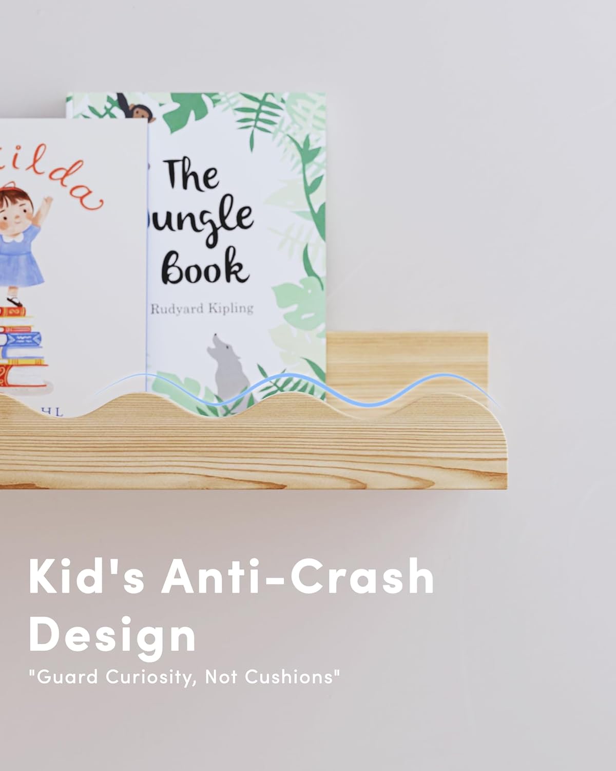 Kids' Bookshelf Set of 4 - Wood Floating Nursery Book Shelves, Picture Ledge Shelf for Wall Decor and Storage - Perfect for Books, Toys, Photo Frames, and Nursery Décor