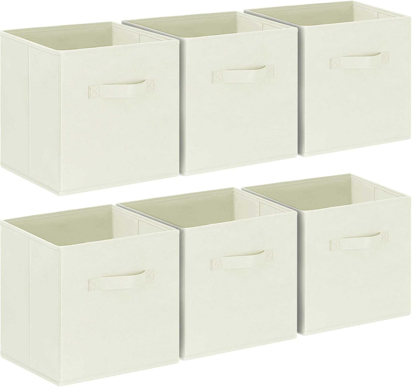 GhvyenntteS Storage Cubes, 11 Inch Cube Storage Bins with Dual Handles, Collapsible Fabric Storage Bins for Shelves Closet, Storage Baskets for Organizing Clothes, Bedding, Toys, Books (6 Pack, Beige)