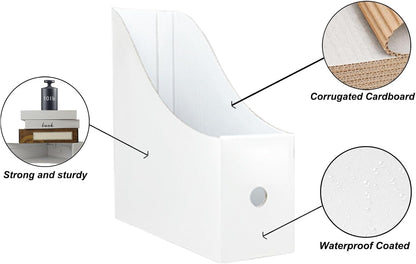 24 Pack Cardboard Magazine Holder, Magazine File Holder for Home, Office, Desk, 10.6'' H×10.2'' L ×3.5''W Magazine Storage Box (12 Pack White and 12 Pack Black)