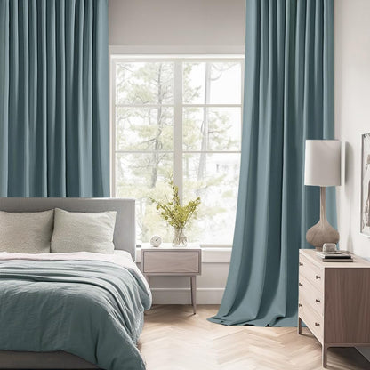 MIULEE Greyish Blue Back Tab Blackout Curtains 84 Inch Length 2 Panels Set for Living Room Bedroom Privacy, Rod Pocket/Pinch Pleat Thermal Insulated Room Darkening Pleated Light Blocking Drapes