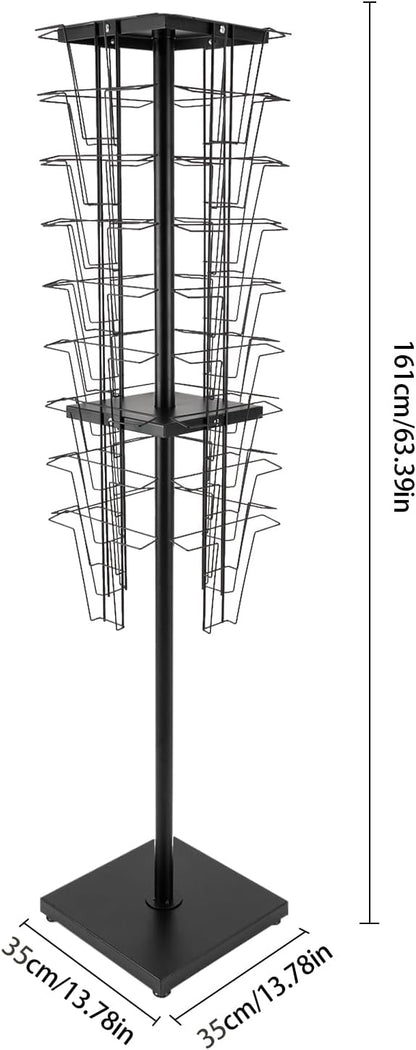 36 Pockets-360° Rotating Magazine Rack, Detachable Floor Standing Comic Books Brochure Display Stands, Pamphlet Literature Spinner Racks for Retail Store, Bookstore, Home