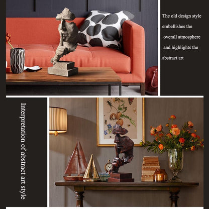 Silence is a Golden Statue Modern Mens Creative Office Home Room Decorations Sculpture Bookshelf Decorative 4.7 x 4.3 x 13.1in(Ancient Gold) Modern Home Décor