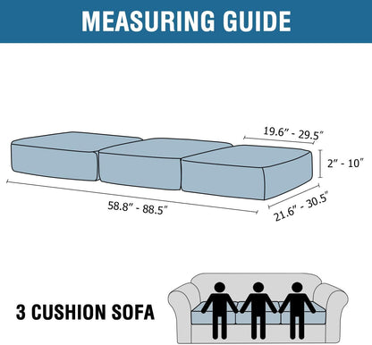 H.VERSAILTEX Velvet Stretch Couch Cushion Cover Plush Cushion Slipcover for Chair Loveseat Sofa Cushion Furniture Protector Seat Cushion Sofa Cover (3 Piece Sofa Cushion Covers, Ivory Striped)