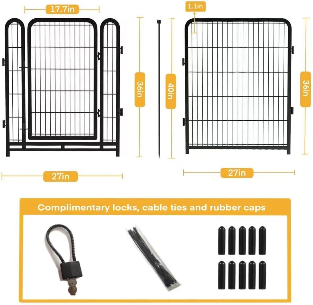 Playpen 36 inch High, Gate 17.7 inches Wide with Low Sills Pen, 8 Panels Total 17.7 Ft(L) Garden Fence for Dogs, Dog Play Pen Indoor or Outdoor,Rabbit Playpen,Dog Fence Outdoor for Yard