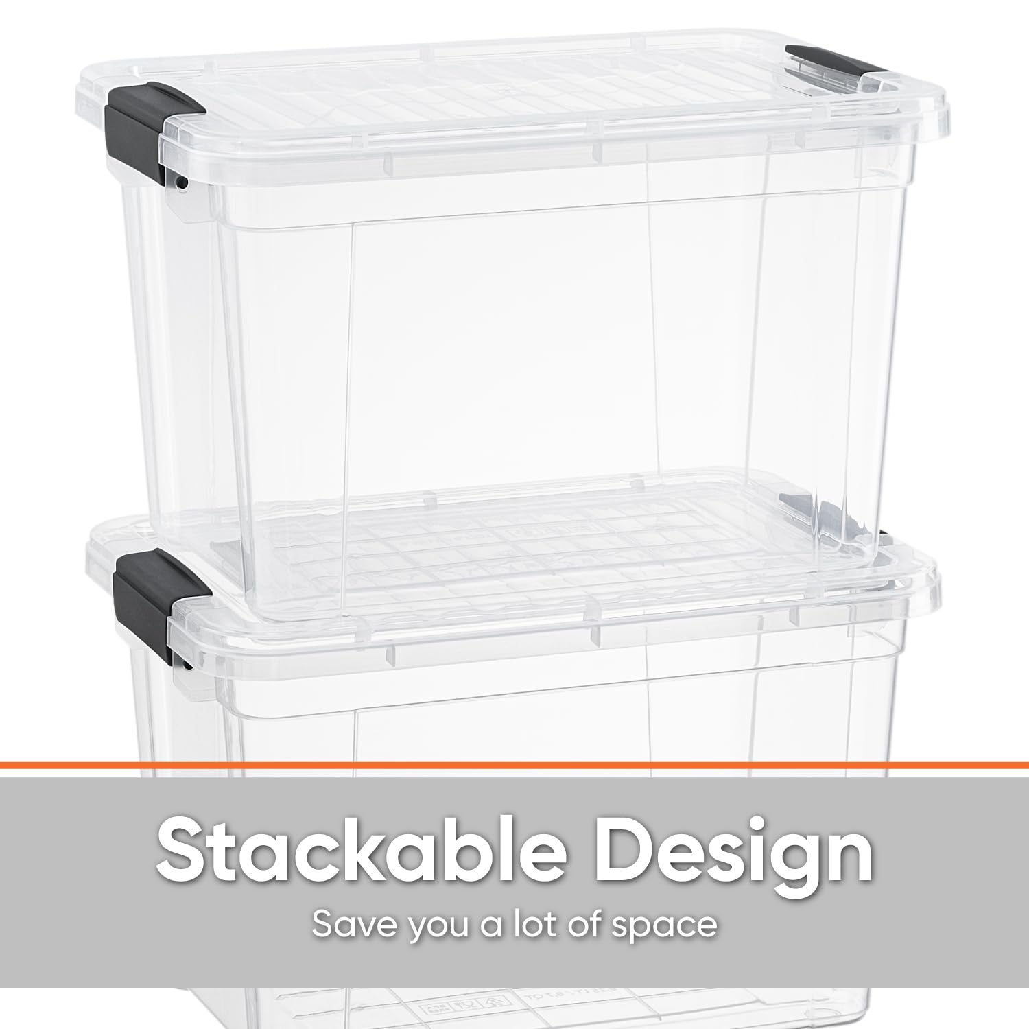 Superio Clear Storage Boxes with Lids, 49 Quart Plastic Container Bins for Organizing, Stackable