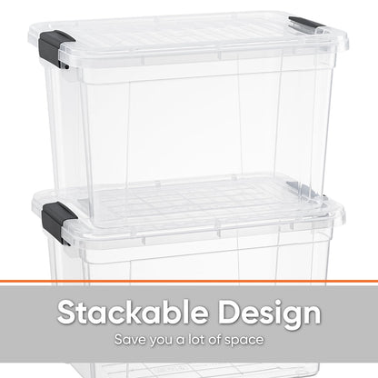 Superio Clear Storage Boxes with Lids, 49 Quart Plastic Container Bins for Organizing, Stackable