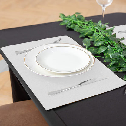 Cloth Placemats Set of 8, Linen Type Fabric Placemats Machine Washable Heat Resistant Placemats Wrinkle Free Thick Polyester Kitchen Place Mats for Dining Table (White)