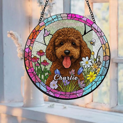 Pet Portrait Glass Hanging, Personalized Dog Window Decoration, Unique Memorial Gift for Animal Lovers