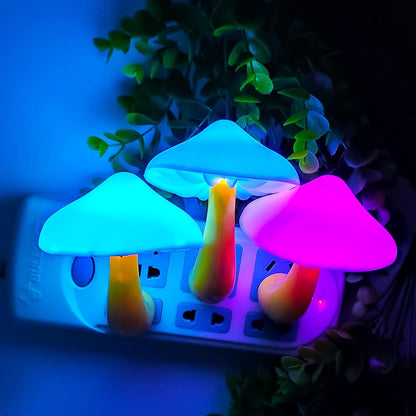 AUSAYE 3 Pack Sensor LED Night Light Plug in Lamp 7 Color Changing Mushroom Light Cute Night Lights for Adults Kids NightLight Bedroom,Bathroom,Toilet,Hallway,Stairs,Kitchen,Basement