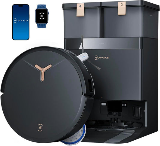 ECOVACS DEEBOT T50 MAX PRO Omni Robot Vacuum and Mop, 18,500Pa Suction, 18mm Auto-Lift, ZeroTangle &TruEdge 2.0, AIVI 3.0 Obstacle Avoidance, Auto Hot Water Mop Wash/Dry/Refill, Self-Emptying