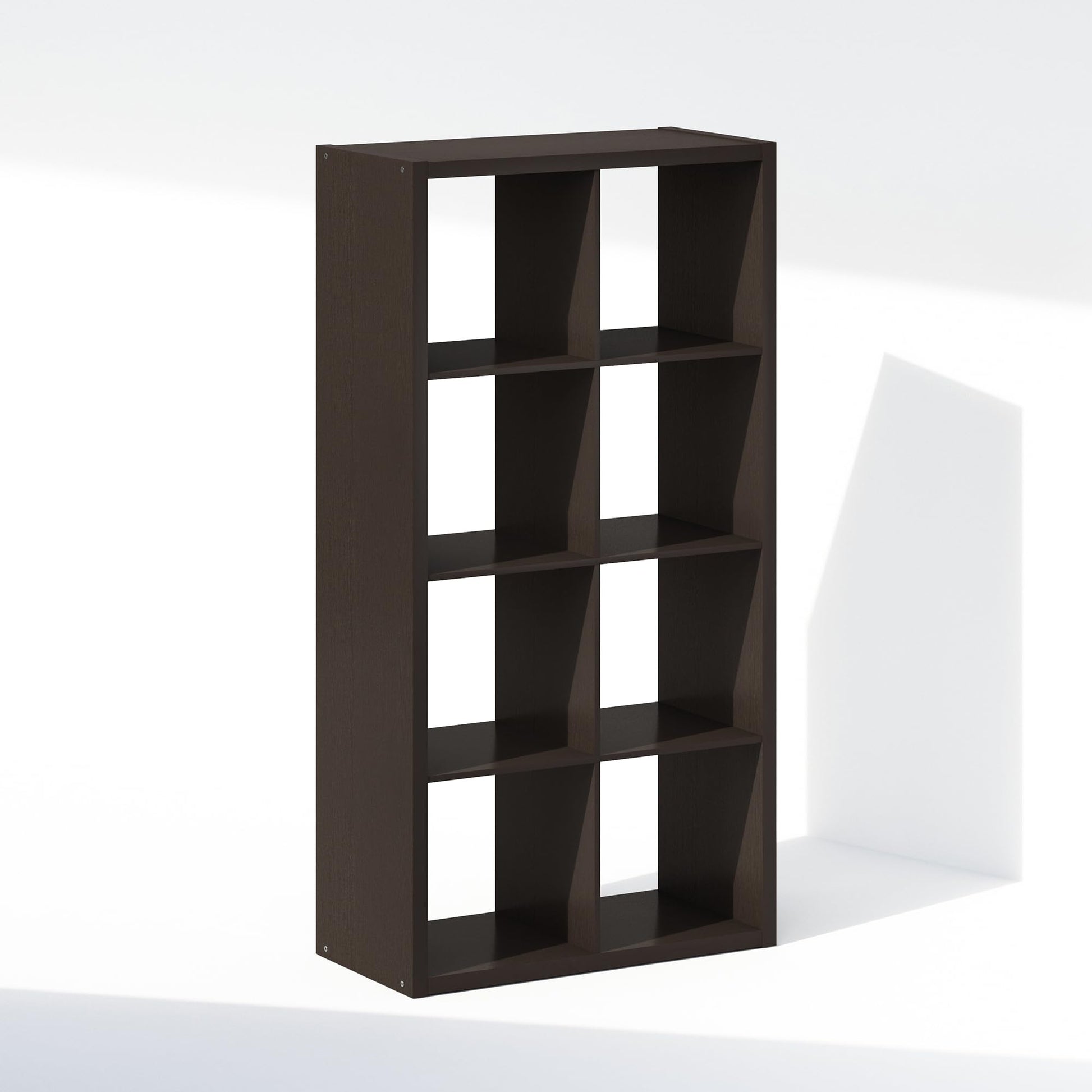 Furinno Simple 8-Cube Storage Organizer, Display Shelf, Dark Oak
