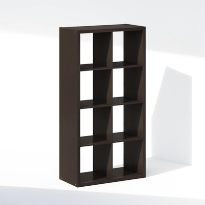 Furinno Simple 8-Cube Storage Organizer, Display Shelf, Dark Oak