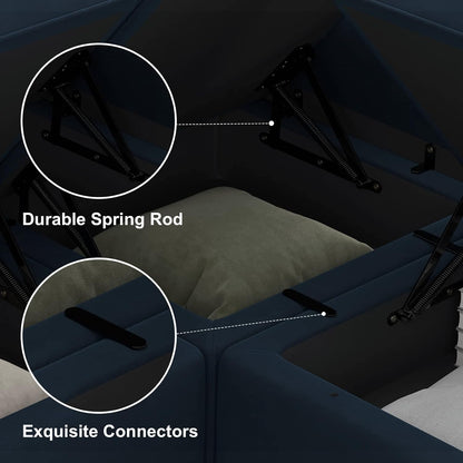 Belffin Modular Sectional Sofa Couch with Reversible Chaise Velvet L Shaped Storage 4-seat Convertible Blue…