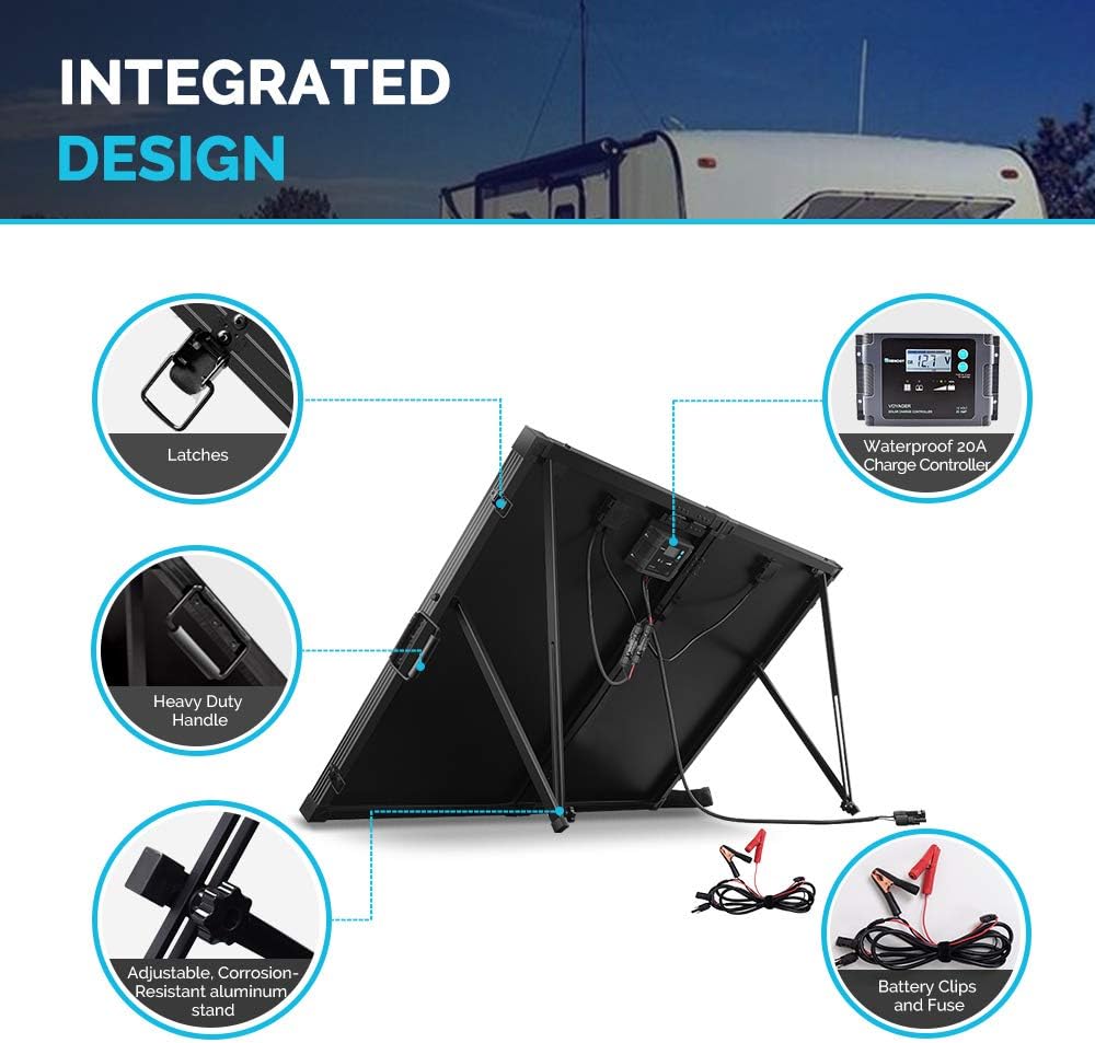 Renogy 200W 12V Portable Solar Panels Suitcase with Waterproof 20A Charge Controller, Foldable 200 Watt Solar Panel W/ Adjustable Kickstand, Solar Charger for Power Station, RV, Camping, SUV, Off Grid