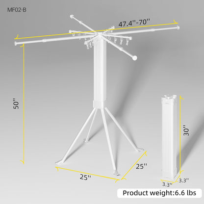 BIREN Clothes Drying Rack Foldable Extending Laundry Rack with 16 Clips Collapsible Clothing Rack Space-Saving Clothing Racks for Hanging Clothes, Indoor, Camping, Balcony, Outdoor