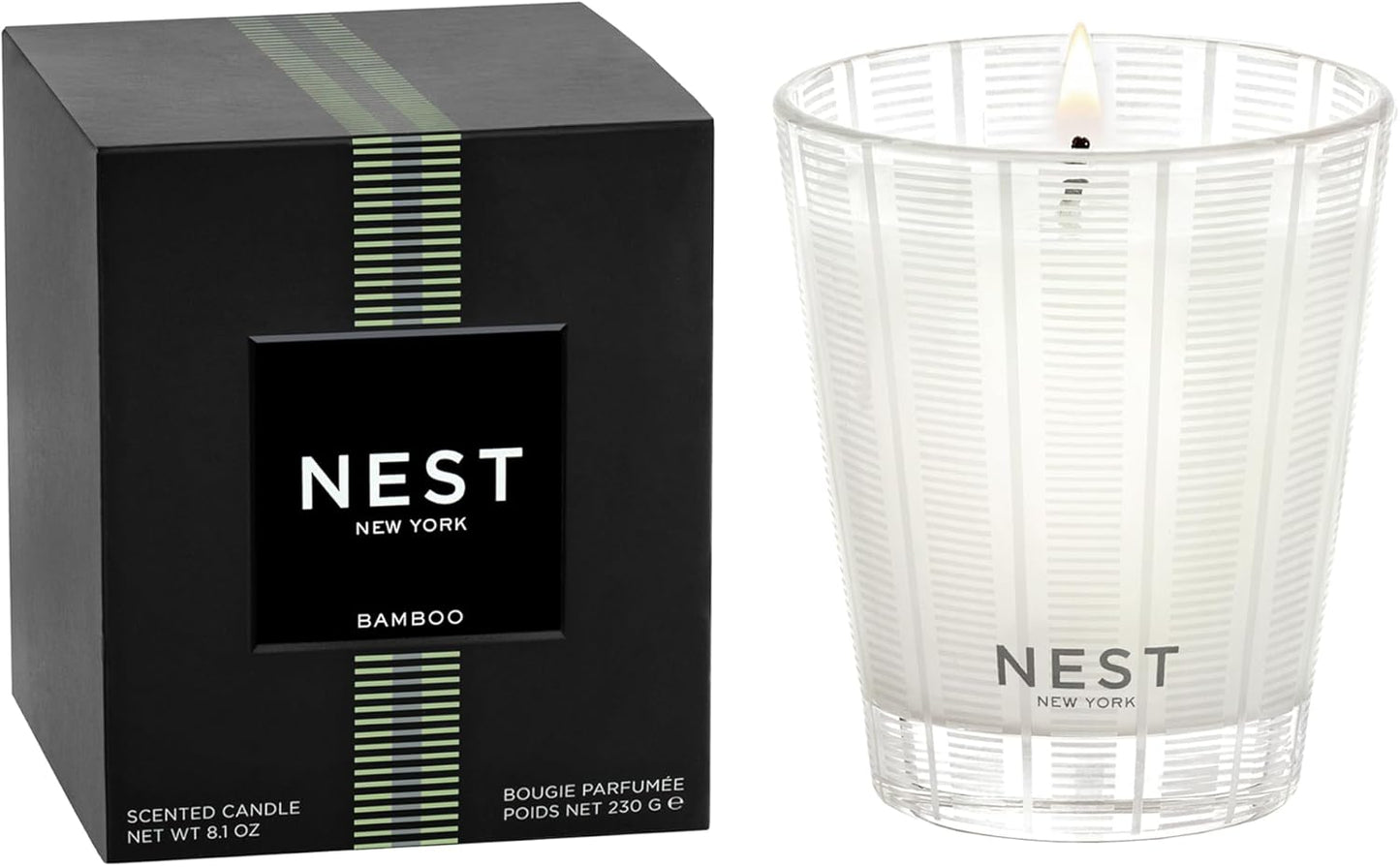 NEST New York Scented Classic Candle, Bamboo - 8.1 oz - Up to 60-Hour Burn Time - Reusable Glass Vessel