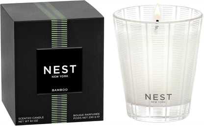 NEST New York Scented Classic Candle, Bamboo - 8.1 oz - Up to 60-Hour Burn Time - Reusable Glass Vessel