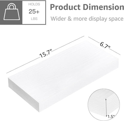 QEEIG Floating Shelf for Wall Bathroom Shelves Bedroom Kitchen Living Room Farmhouse Small Book Shelf 16 inch Set of 1, White (015-W1)