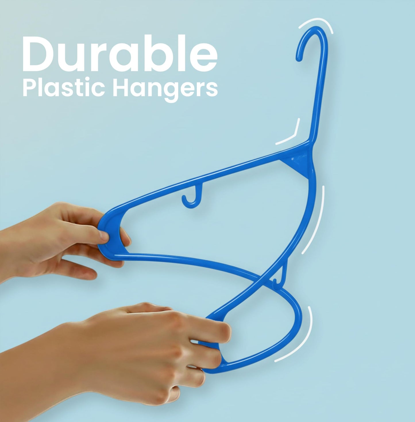 Utopia Home Plastic Hangers 50 Pack – Built-in Strap Hooks Blue