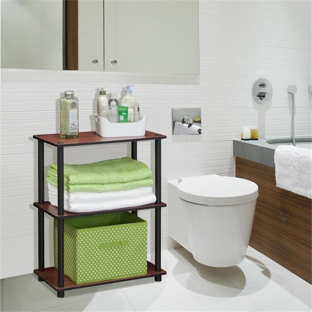 Furinno TURN-N-TUBE Storage Shelves, 3-Tier Book Shelf, Corner Shelf, Toolless Open Shelves, for
