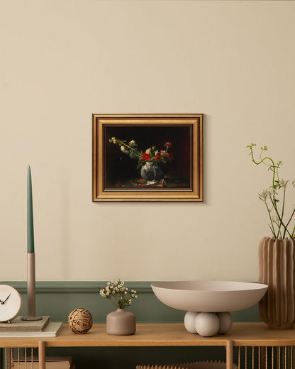 HUARCEY Gold Framed Vintage Wall Art for Living Room, Flowers Painting Prints Shelf Decor for Kitchen, Aesthetic Bedroom Wall Art, Autumn Gifts for Friends or Family - Fading 10L x 8W