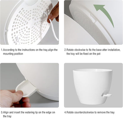 10 Inch Self Watering Hanging Pots, 2 Pack Hanging Planters with 40oZ Deep Reservior for Indoor Outdoor Plants Flowers, White