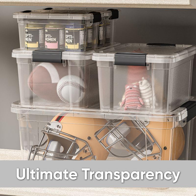Superio Clear Storage Box with Lid, 3.5 Quart Plastic Container Bins for Organizing, Stackable