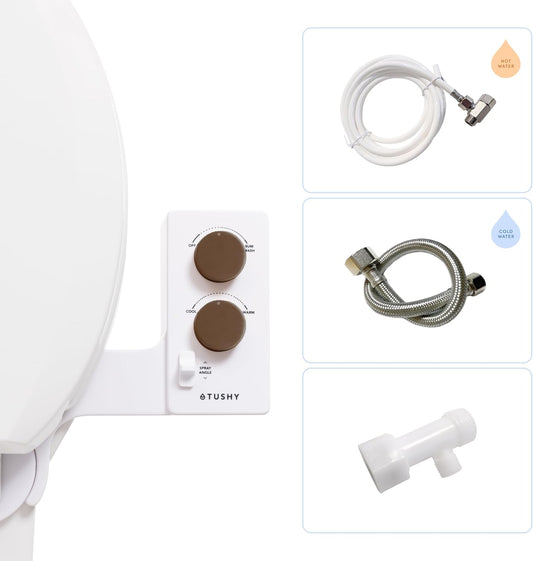TUSHY Self-Cleaning Cool to Warm Water Bidet Attachment. Easy Universal DIY Install, No Plumber