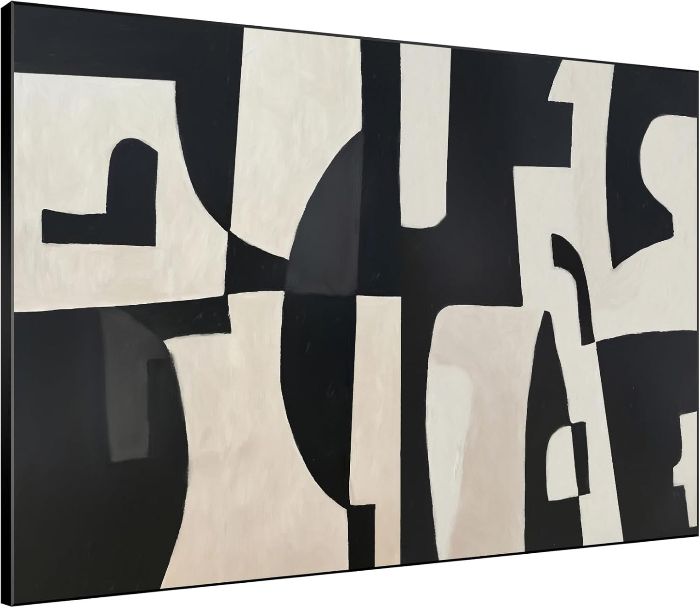 SIGNWIN 36"x46" Extra Large Framed Wall Art Black and White Abstract Geometric Design, Minimalist Modern Print for Home Living Room Bedroom Decor (Frame Assembly Required)