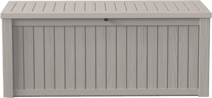 150Gal Outdoor Deck Box Waterproof, Lager Patio Storage Box Indoor and Outdoor Use, Lockable Resin Storage Bin for Patio Furniture Cushions Garden Tools, Package Delivery,UV Resistant-Grey