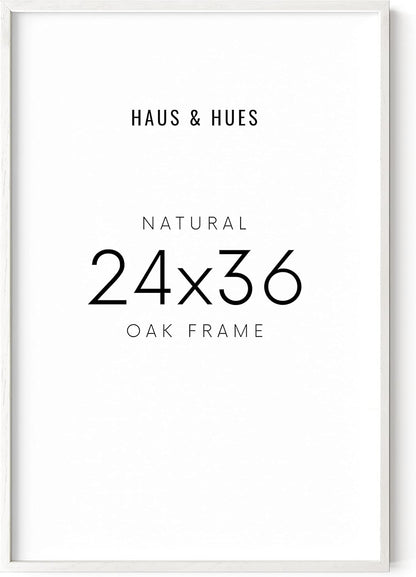 HAUS AND HUES 24 x 36 Poster Frame - Set of 1 24x36 White Poster Frame, Wooden Picture Frames, 24x36 Poster Frame White Poster Frames 24x36, Poster Frame 24x36 Frame White Frame (White Oak Frame)