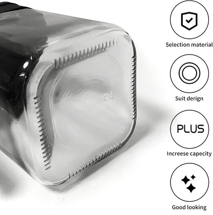 XIUDI Glass Spice Jars(3 piecesset)，Seasoning Containers with 304 Stainless Steel Lids and Spoons，Clear Glass Condiment Canisters Pots Seasoning Box Salt Container Sugar Bowl，for Kitchen,