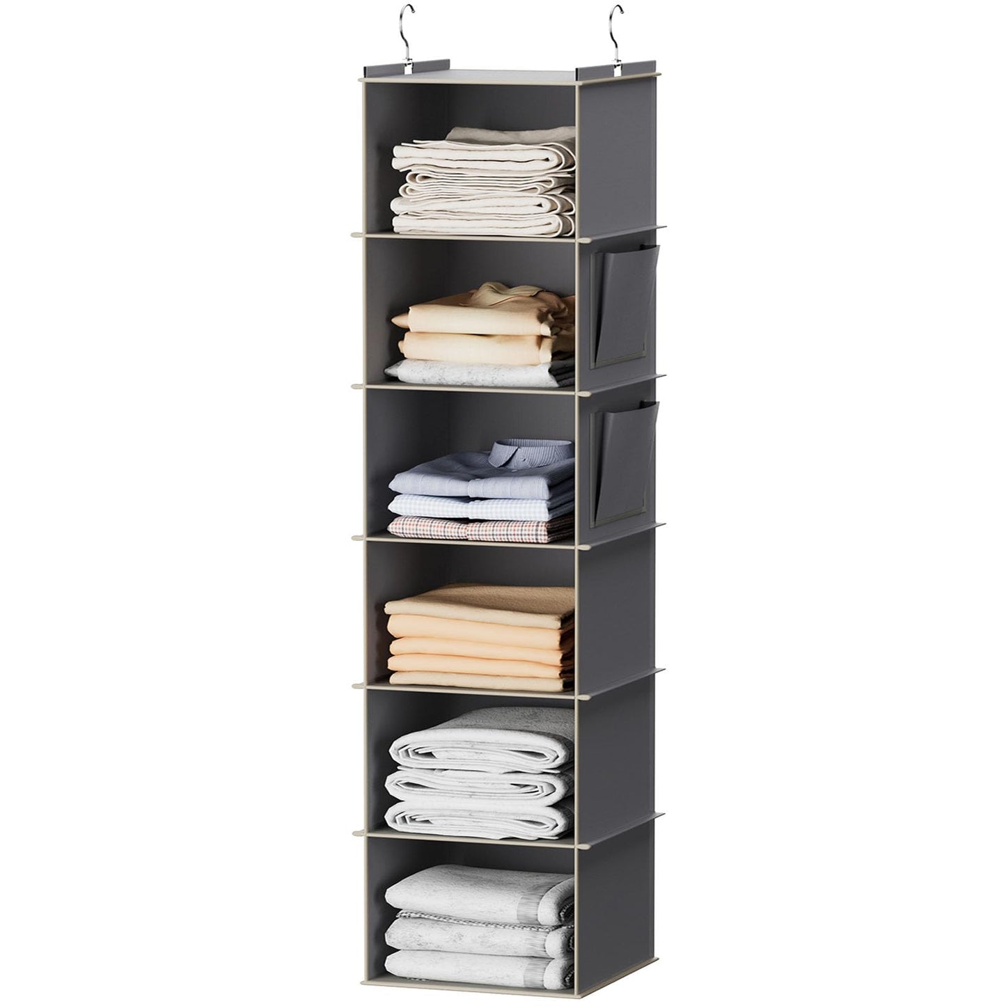 YOUDENOVA Hanging Closet Organizer and Storage, 6-Shelf, Grey