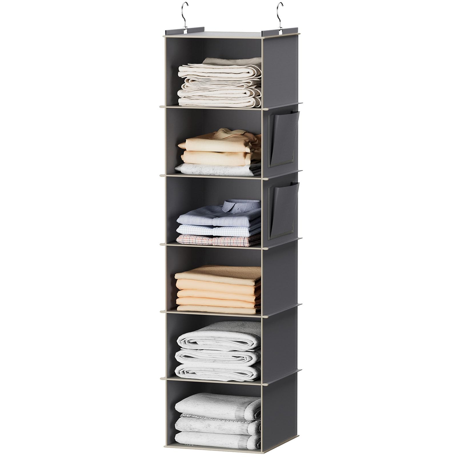YOUDENOVA Hanging Closet Organizer and Storage, 6-Shelf, Grey