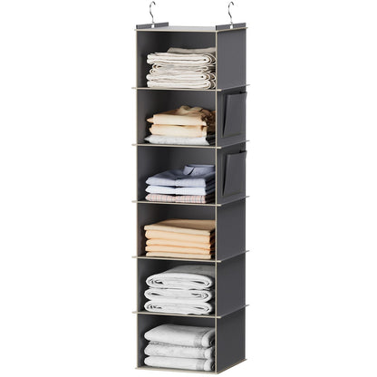 YOUDENOVA Hanging Closet Organizer and Storage, 6-Shelf, Grey