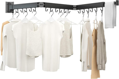 Foldable Clothes Drying Rack, 2 Fold Laundry Drying Rack Wall Mount, [No Drilling] Folding & Durable Space Saver for Laundry, Balcony, Bathroom, Patio, Dormitory, Apartment-White