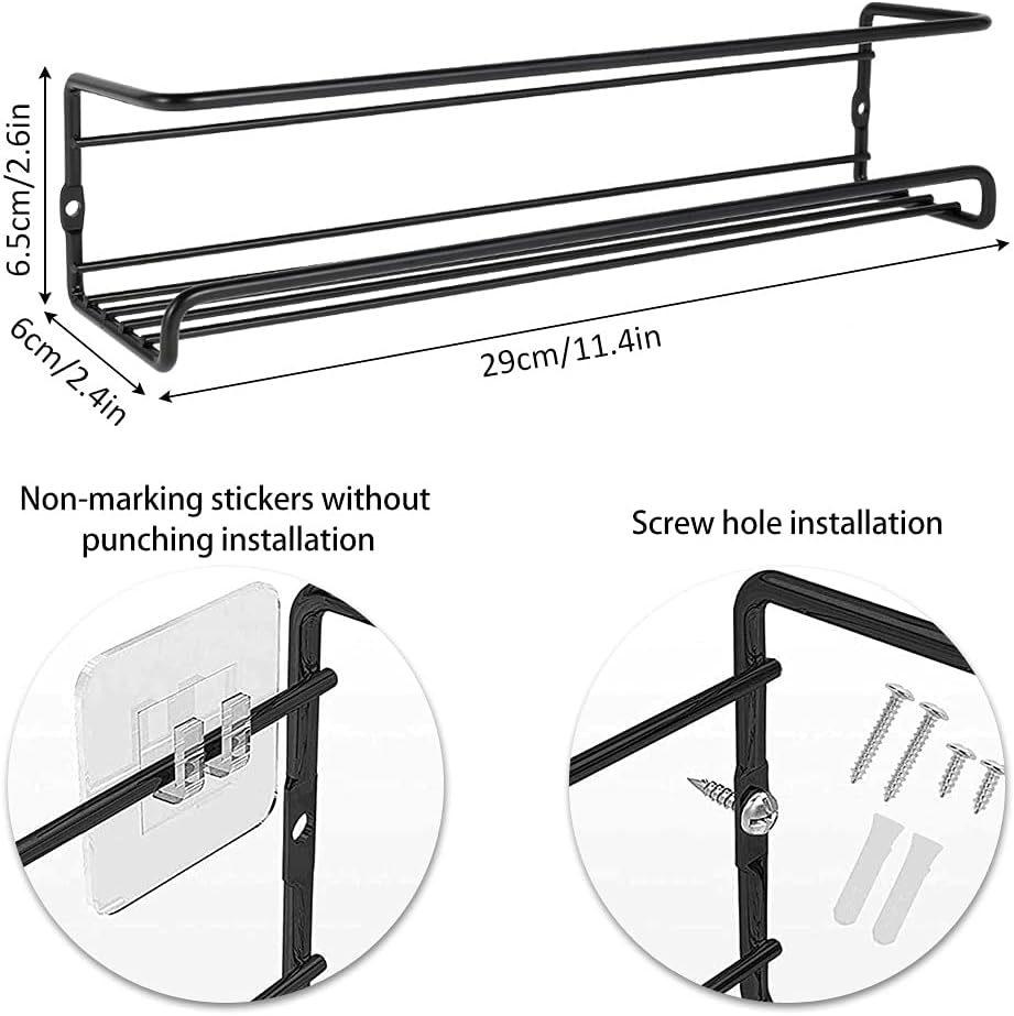 Spice Rack Organiser Hanging Spice Shelves Carbon Steel Wall Mount Spice Rack Kitchen Storage Racks Storage Spices and Condiments Spice Jars for Kitchen Cabinet Cupboard Pantry Door (6)