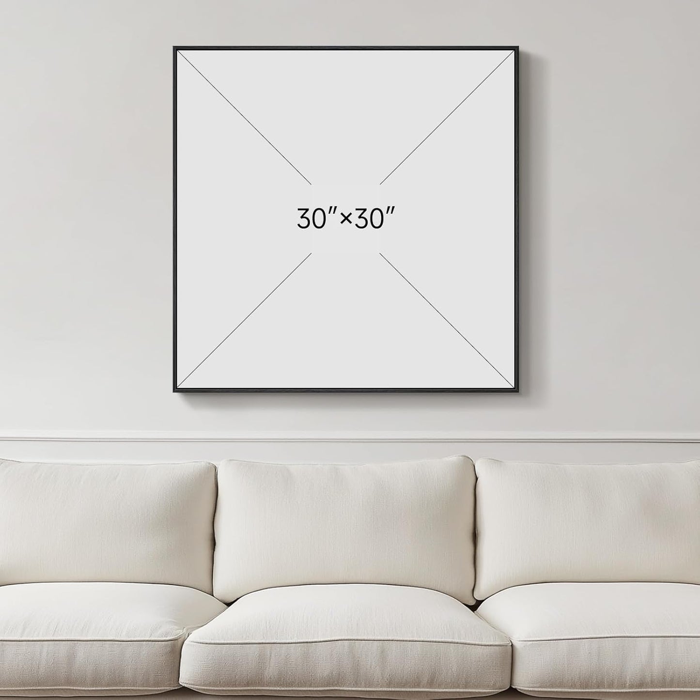 Framed Black Abstract Wall Art, Modern Canvas Prints Paintings Artwork for Walls, Square Minimalist All Black Pictures for Living Room, Hallway, Fireplace, Bedroom, Office, Bathroom Wall Decor