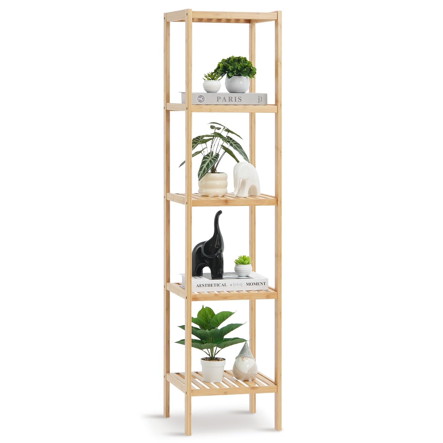 VEVOR 5-Tier Bathroom Standing Shelf, Narrow Shelving Unit, Display Storage Rack Organizer