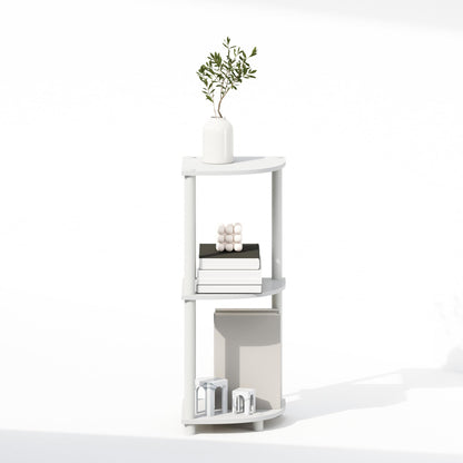 Furinno Turn-N-Tube Corner Shelf, 3-Tier Corner Bookshelf, White